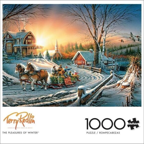 Buffalo Games Terry Redlin The Pleasures of Winter 1000 Pc Jigsaw Puzzle - Picture 1 of 3